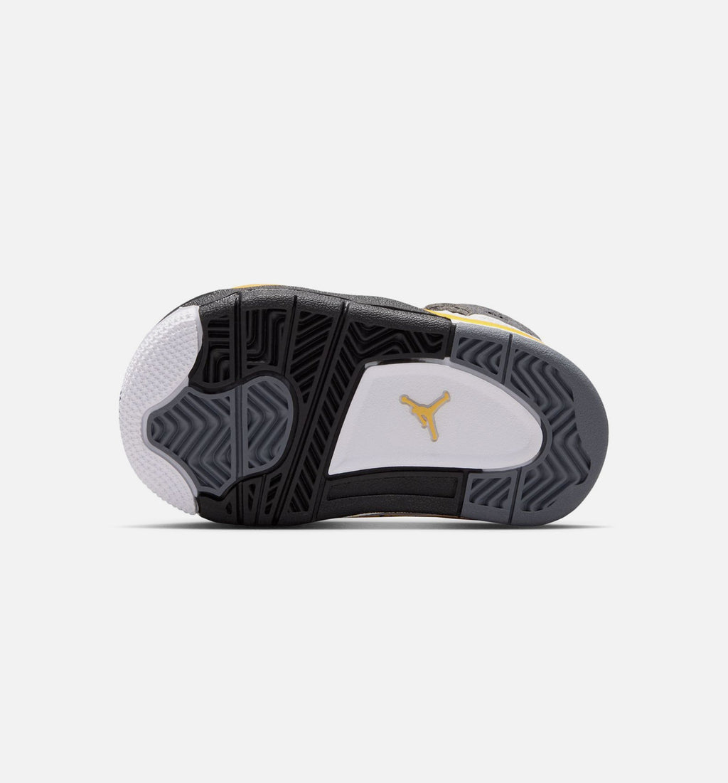 Air Jordan 4 Retro Rare Air Tour Yellow Infant Sneakers - White/Dark Blue Grey/Black/Tour Yellow