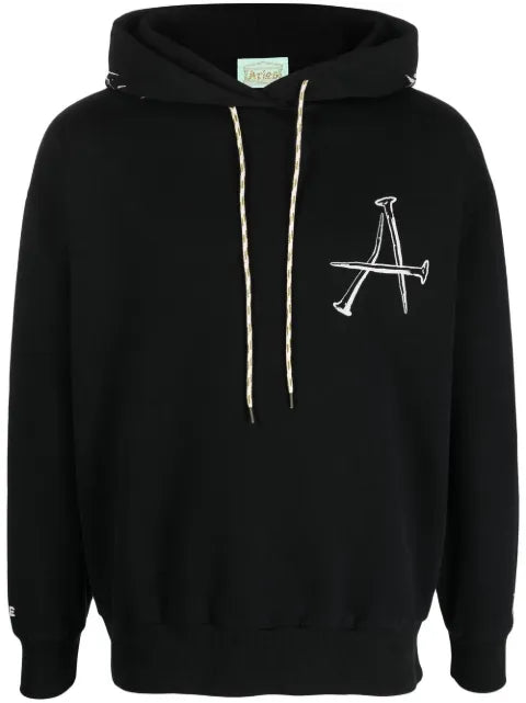 Aries graphic print drawstring hoodie