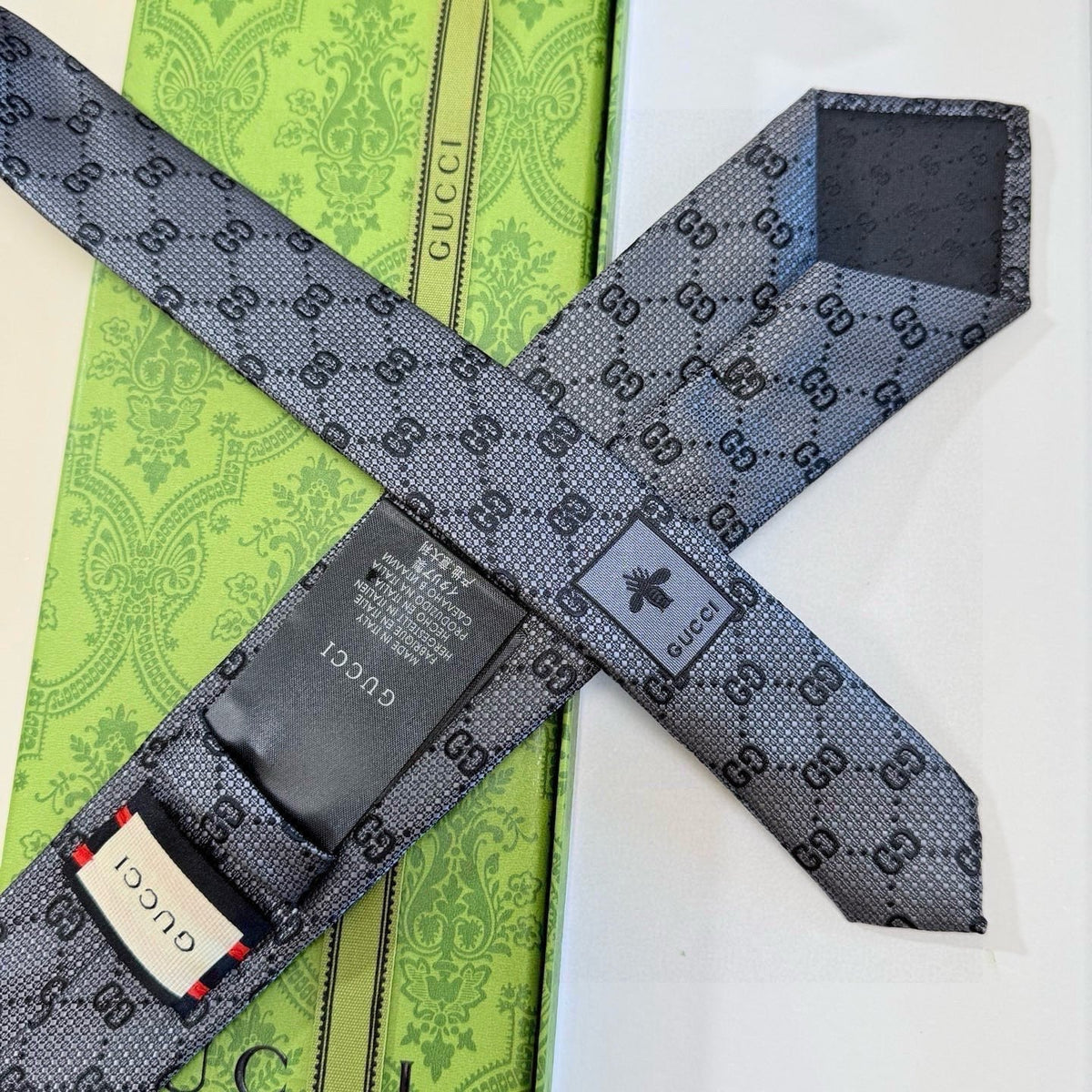 Gucci Style Men's GG Monogram Silk Tie