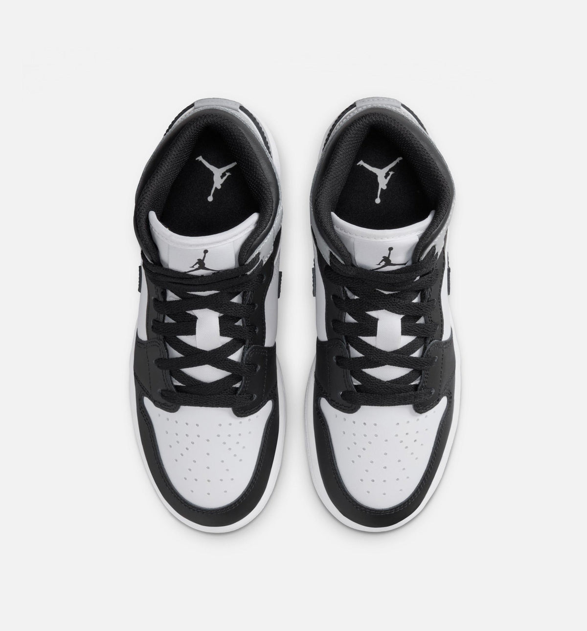 Air Jordan 1 Mid Grade School Lifestyle Shoes - White / Light Smoke Grey / Black