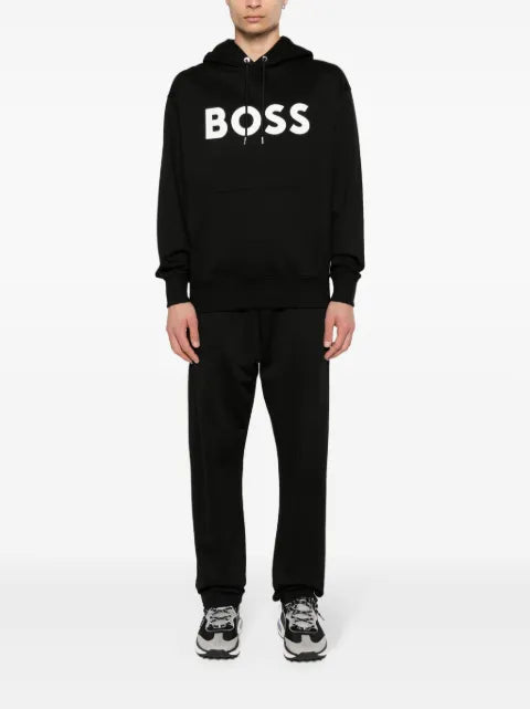 BOSS logo-print cotton hoodie
