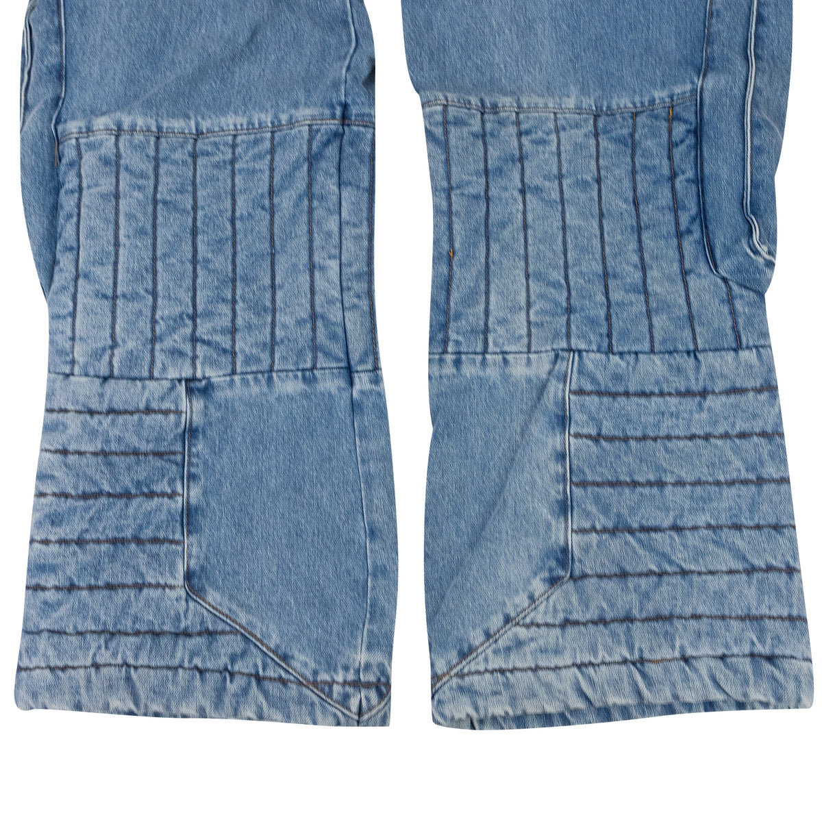 BLUE RAISED WINDOW DENIM PANTS
