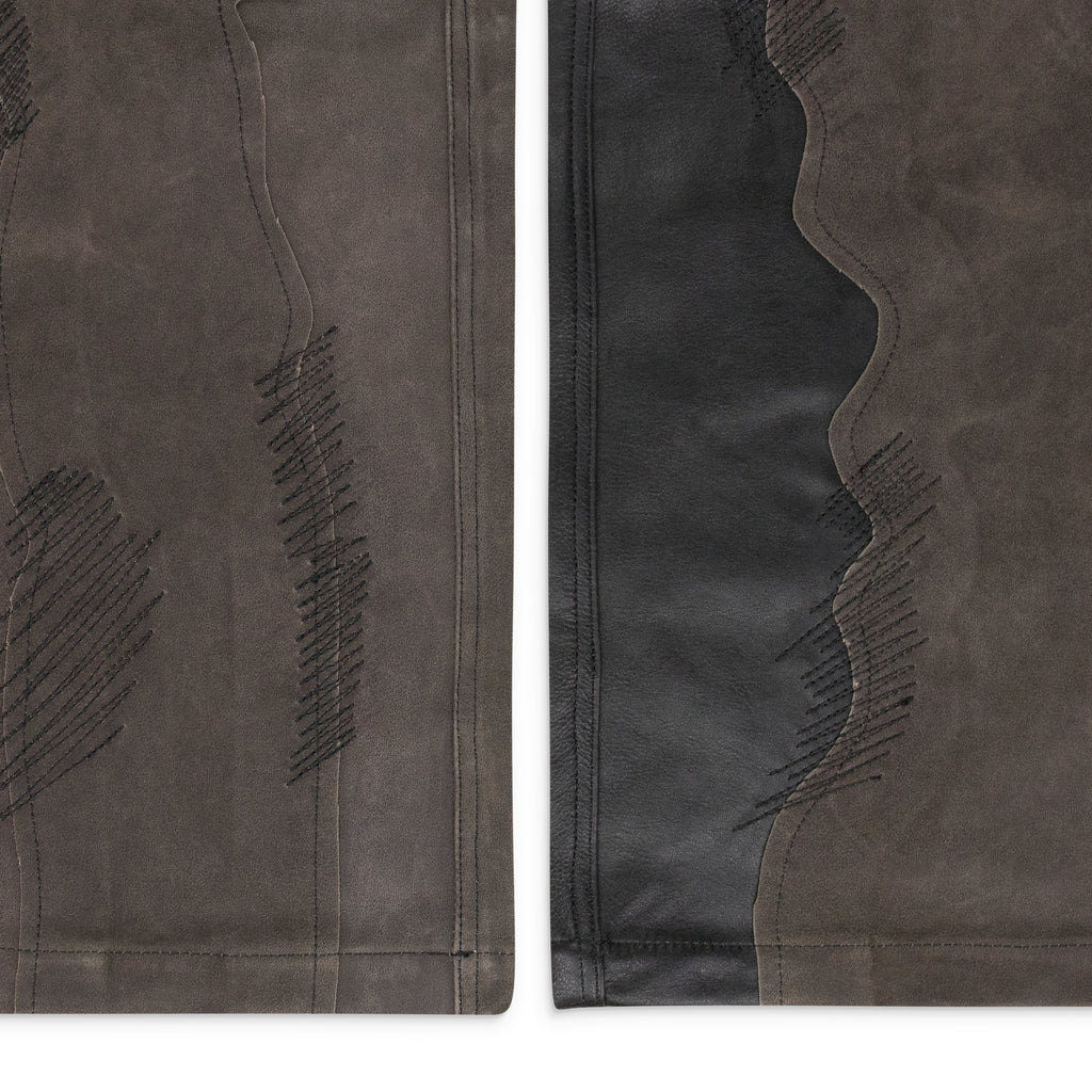 BLACK/BROWN BARK LEATHER PANTS