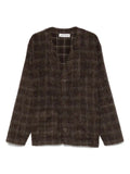 OUR LEGACY DORF CHECK HAIRY WOOL CARDIGAN
