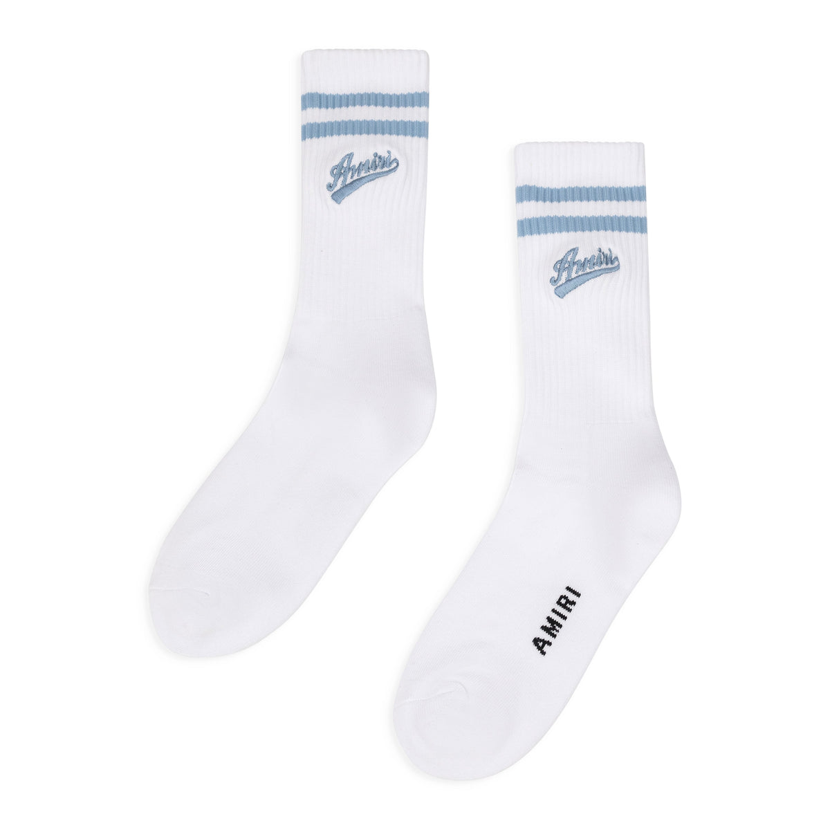 White/Baby Blue Varsity Script Sock