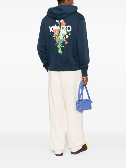 Kenzo floral-embroidered zip-up hoodie