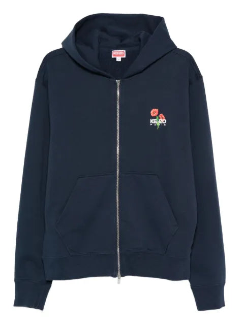 Kenzo floral-embroidered zip-up hoodie