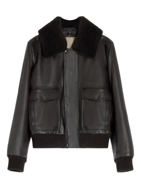 LEMAIRE fur-collar leather jacket