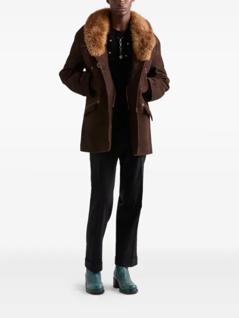 Prada shearling-collar suede jacket