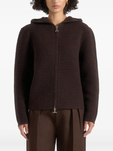 Manière De Voir Eden ribbed knit zip-up hoodie