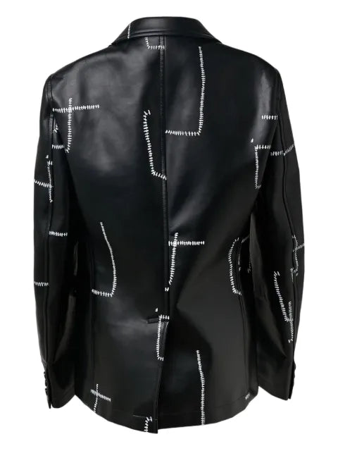 Black Comme Des Garçons stitched-detail leather blazer