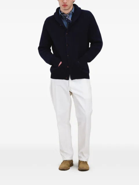 Fortela shawl-collar filet-pocket knitwear