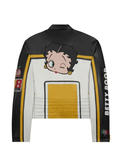 GCDS x Betty Boop leather biker jacket