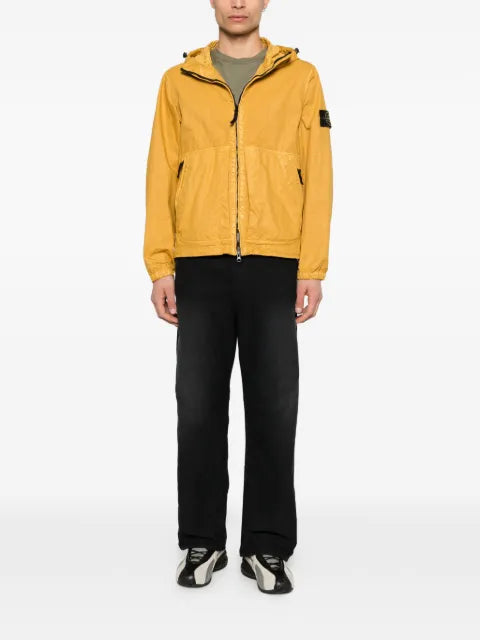 Stone Island 4100053 organic-look nylon panama-TC hooded jacket with high-neck zip