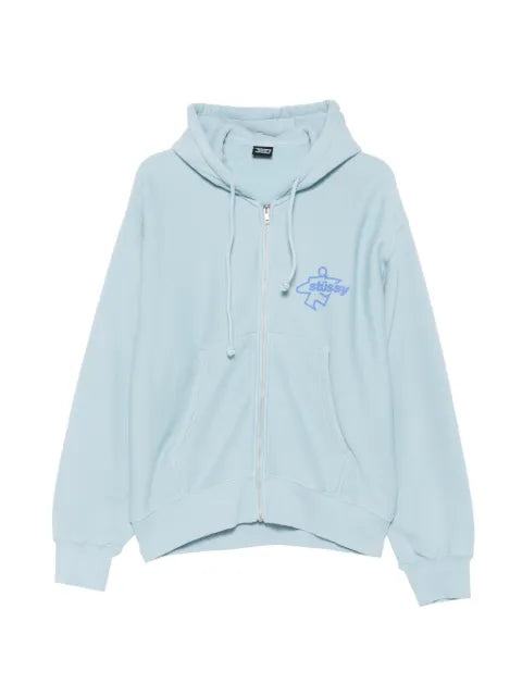 Stüssy garment-dyed logo-print zip-up hoodie