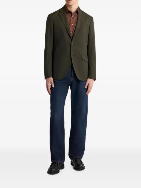 ETRO single-breasted wool jacket with placed print