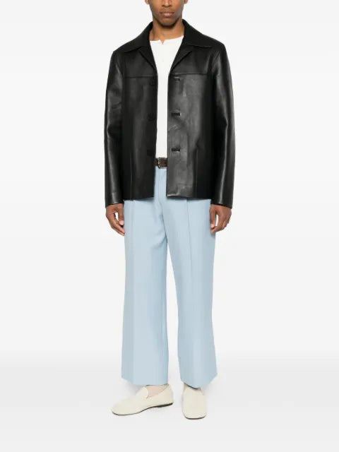 SANDRO button-up leather jacket