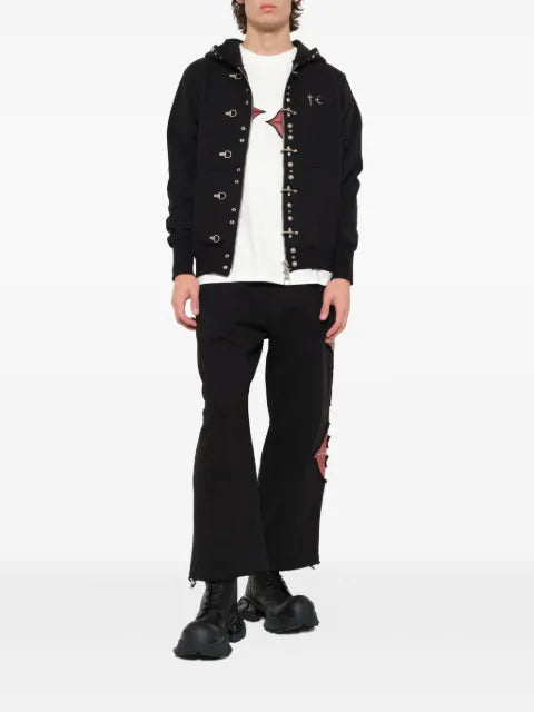 THUG CLUB studded zip-up hoodie
