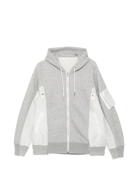 sacai panelled zip-up hoodie