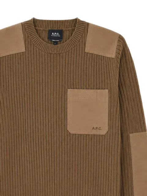 A.P.C. ribbed-knit panelled sweater