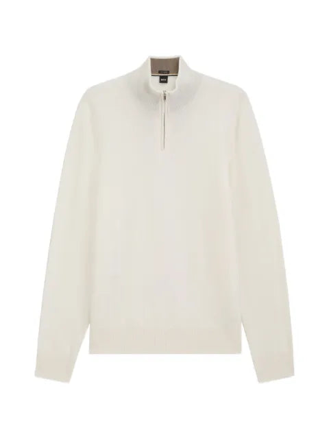 BOSS quarter-zip ribbed-trim sweater