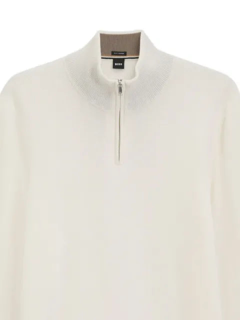 BOSS quarter-zip ribbed-trim sweater
