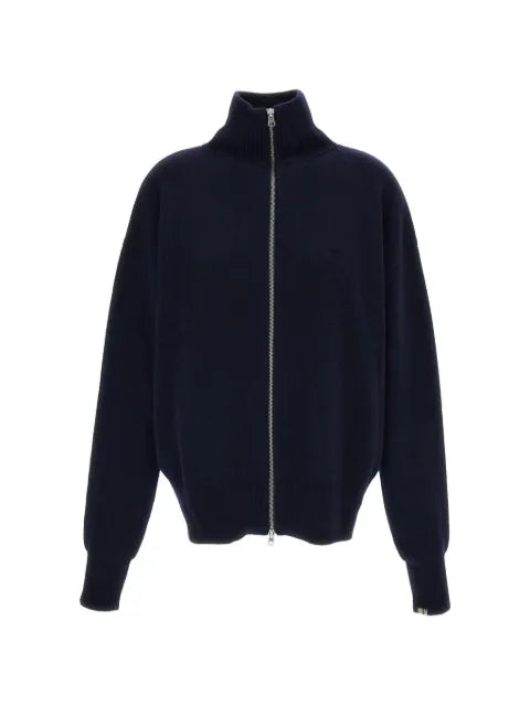 extreme cashmere zip-up high-neck cardigan