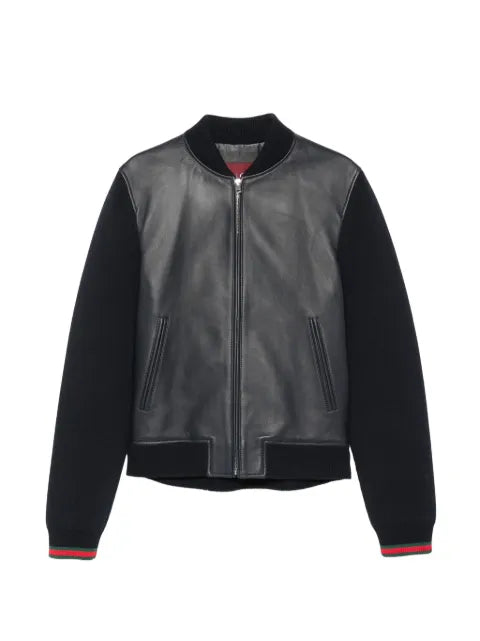 Gucci nappa leather and knit bomber jacket