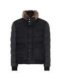 Moorer fur-collar quilted jacket