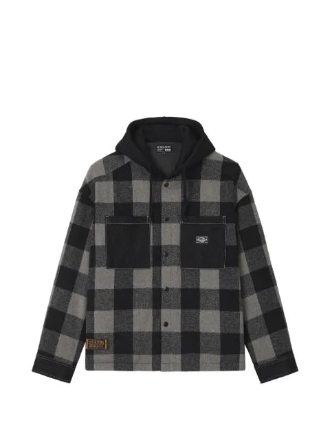 izzue check hooded jacket