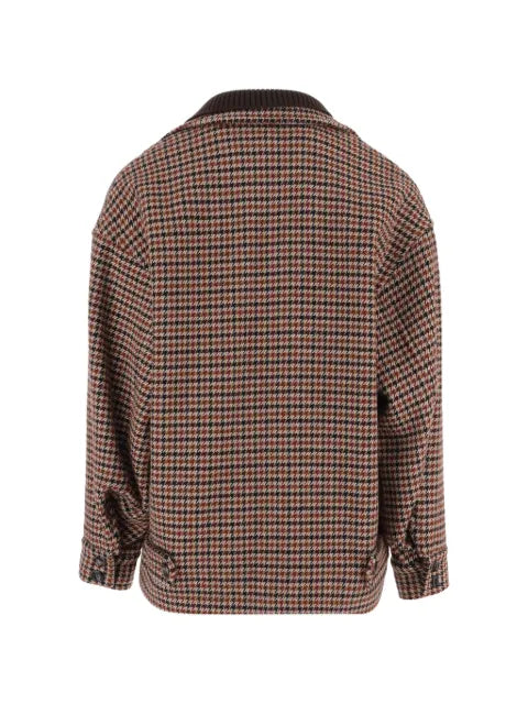 Emporio Armani houndstooth-pattern ribbed-collar jacket