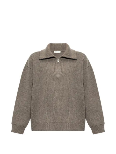 FRAME Retro ribbed-knit half-zip sweater
