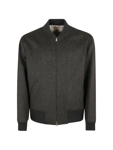 Lardini ribbed-trim zip-up bomber jacket
