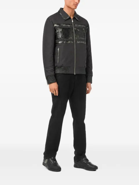 Billionaire python-inserts collared jacket