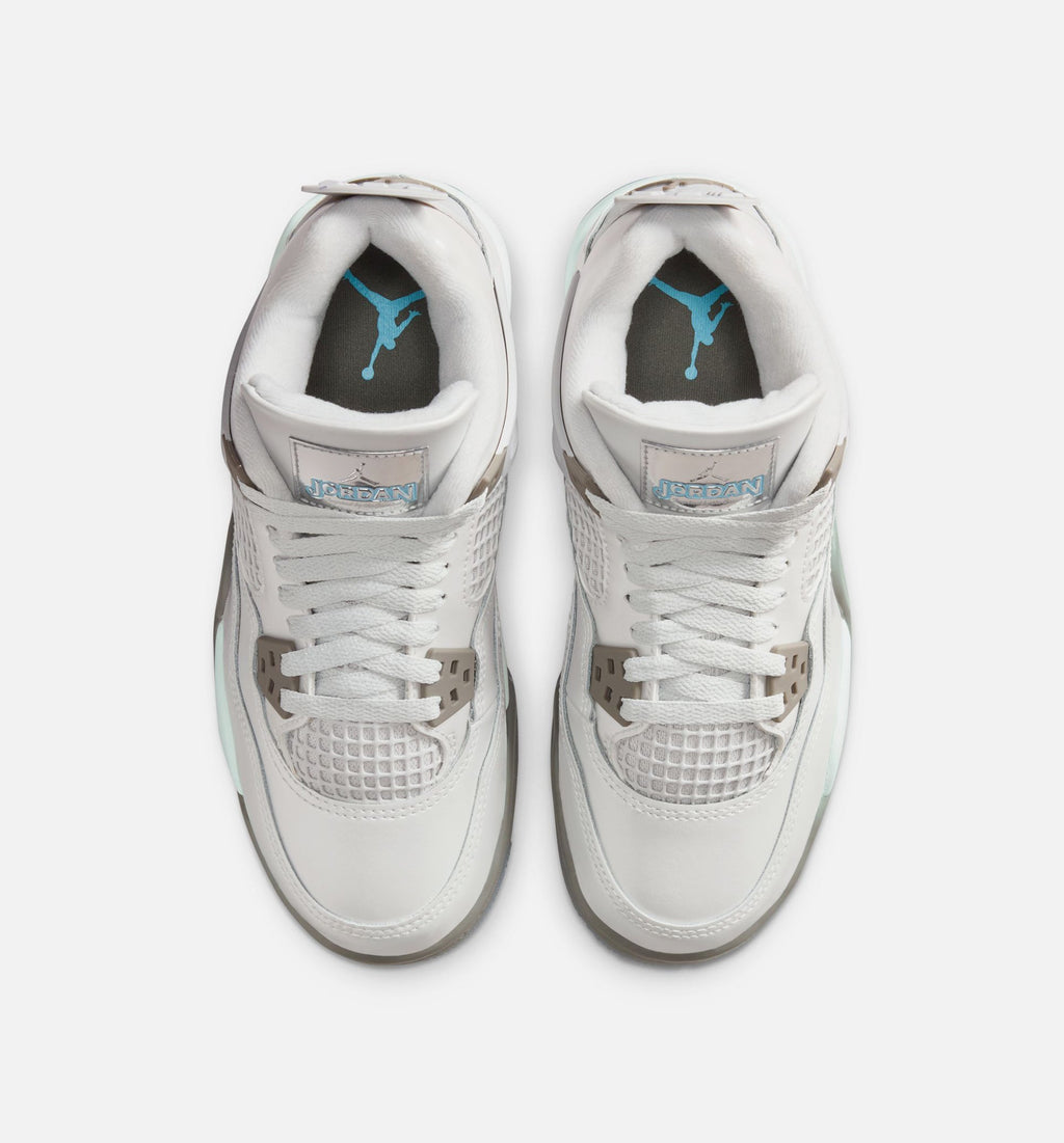 Air Jordan 4 Retro Grade School Lifestyle Shoe - Photon Dust/Blue Chill/Flat Pewter/White/Blue Tint