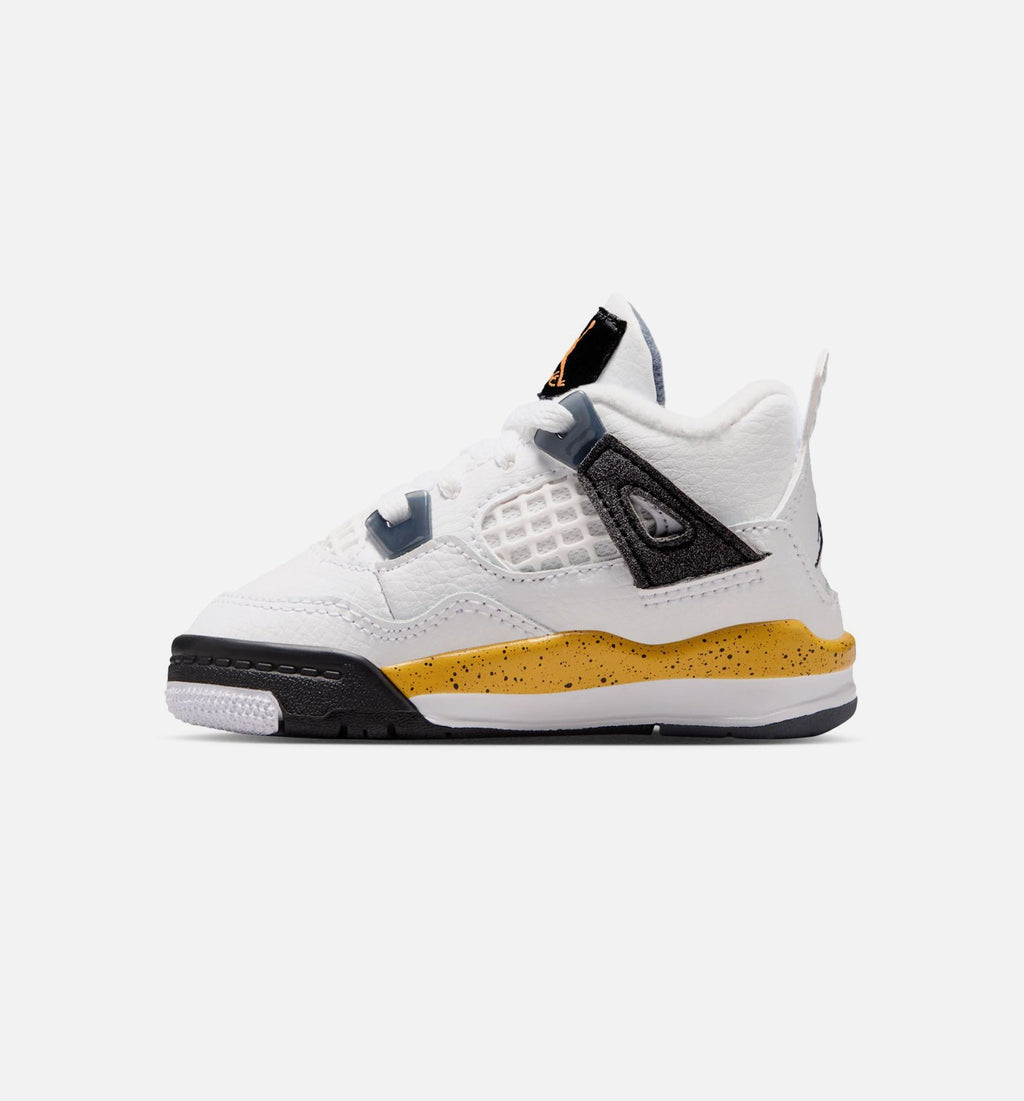 Air Jordan 4 Retro Rare Air Tour Yellow Infant Sneakers - White/Dark Blue Grey/Black/Tour Yellow