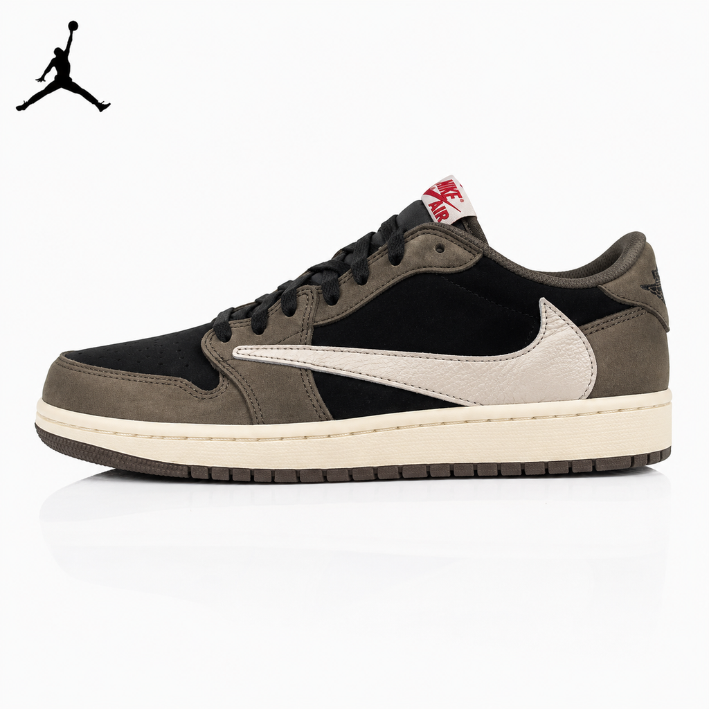 Air Jordan 1 Low Black-Brown Reverse Swoosh Unisex Sneakers CQ4277-001