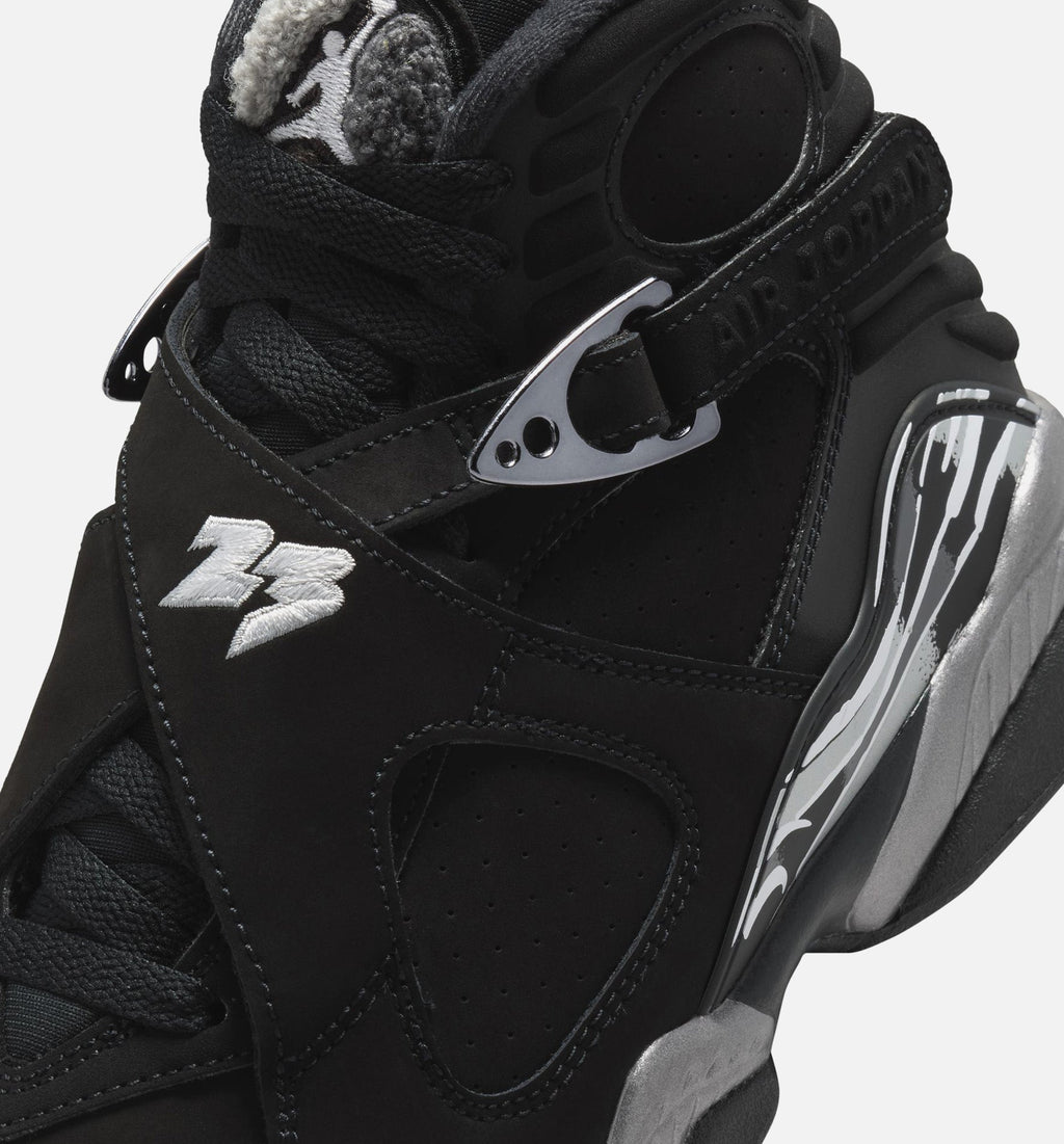 Air Jordan 8 Retro Chrome | Grade School Lifestyle Shoe | Black/White/Light Graphite