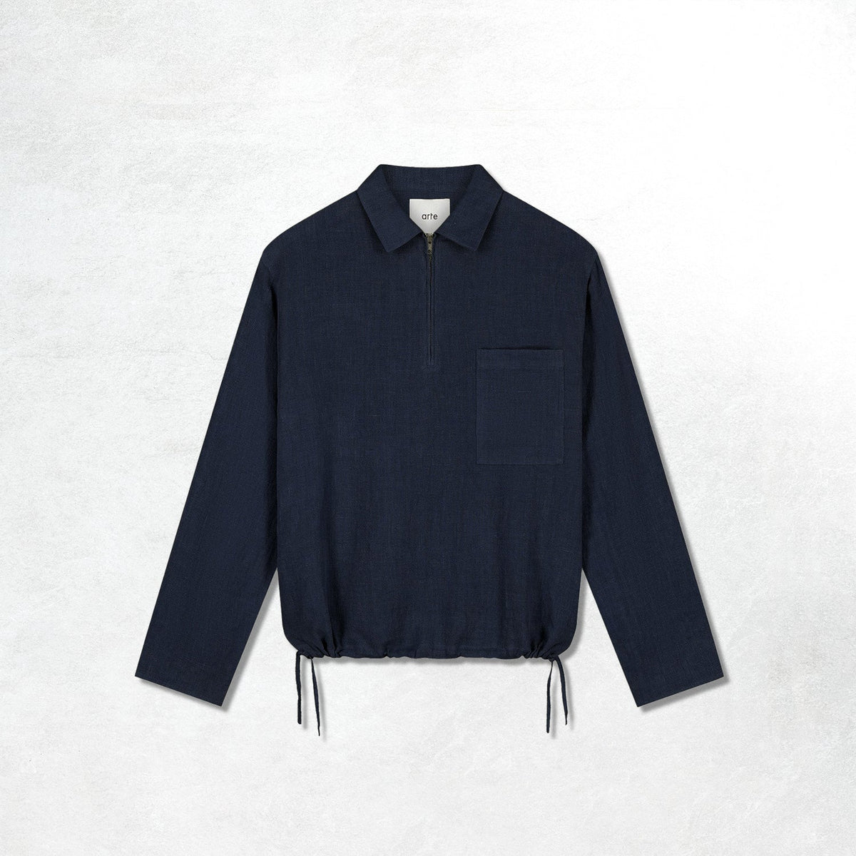 Arte Linen Quarter Zip Pullover: Navy