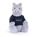 Bashful Hippo with Personalized Navy Jumper