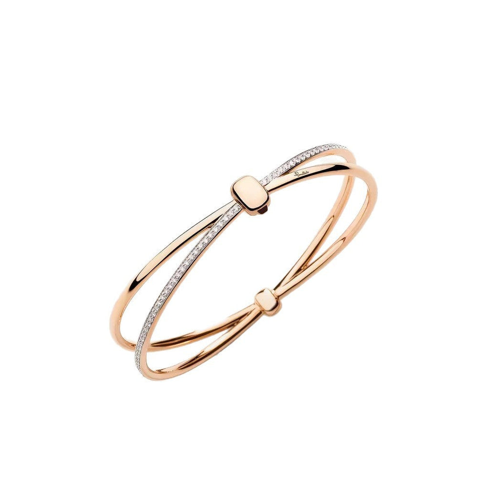 Pomellato Style Crossover Cubic Zirconia 18K Gold-Plated Bangle