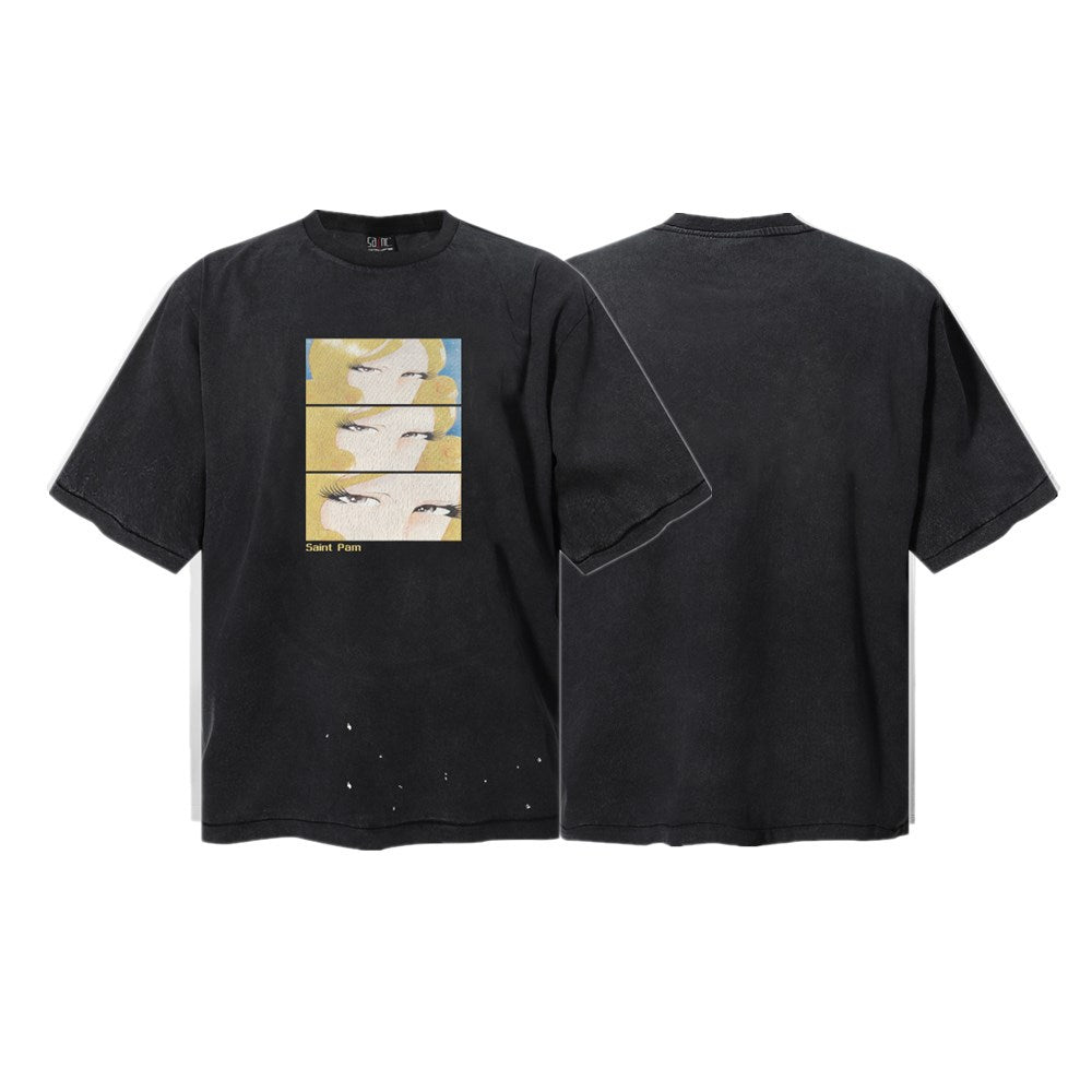 Saint Michael Vintage Washed Graphic Print Loose Streetwear T-Shirt