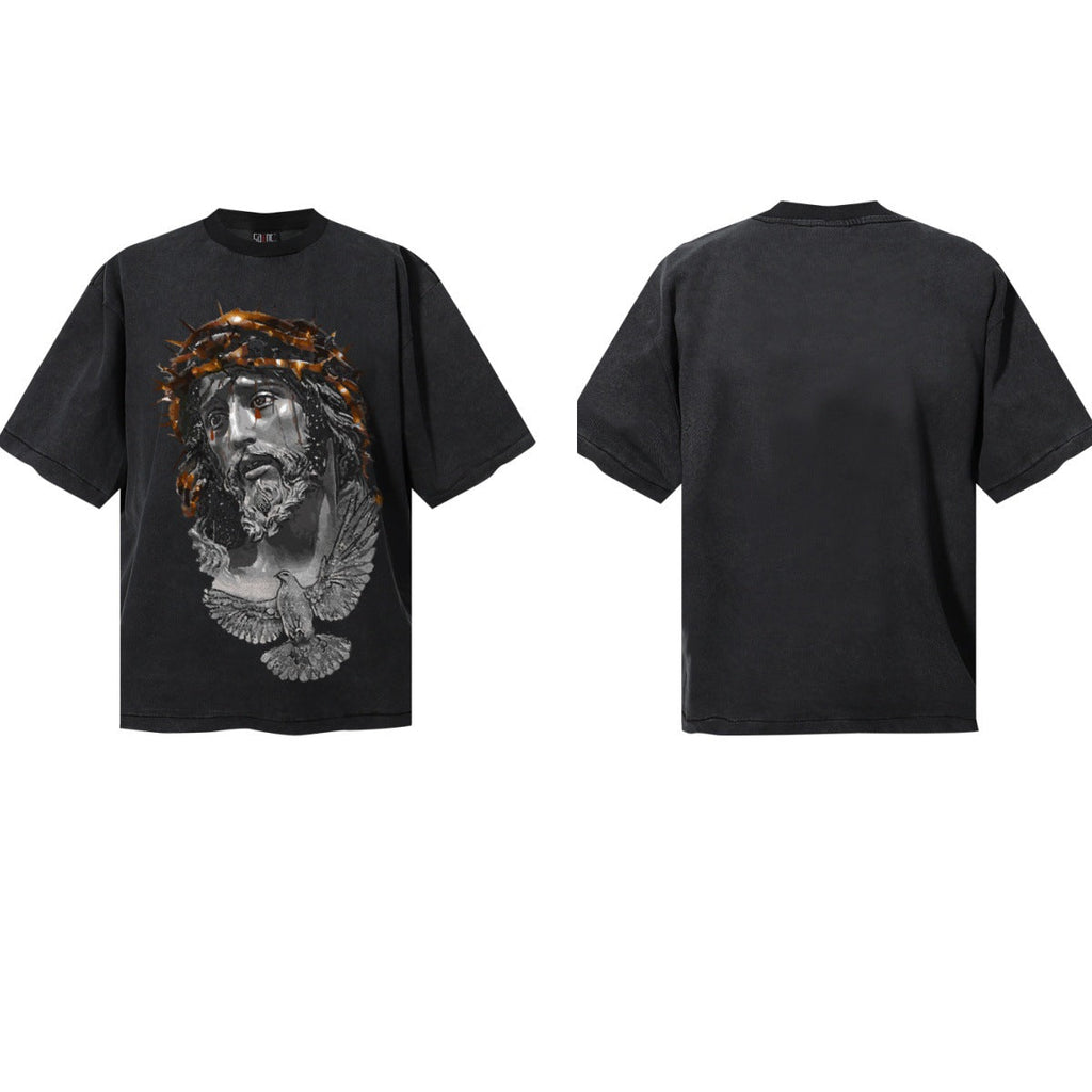 Saint Michael Vintage Washed Graphic Print Loose Streetwear T-Shirt