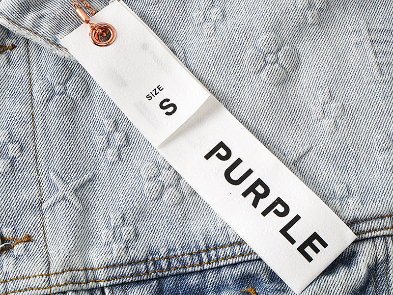 Purple Brand Loose Fit Distressed Denim Jacket Unisex