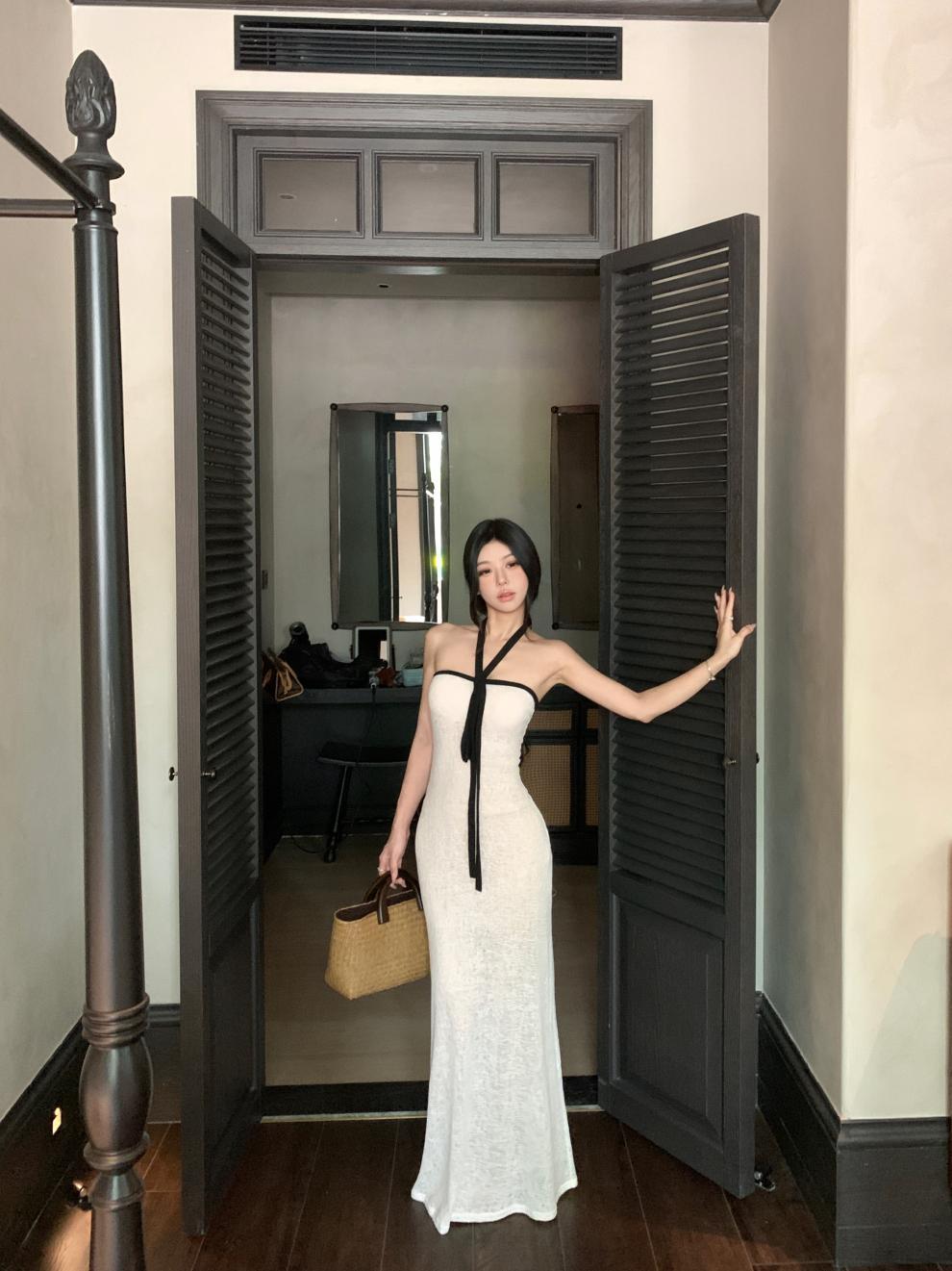Halter Tie Bandeau Mermaid Maxi Dress Slim Bodycon Summer Long Gown