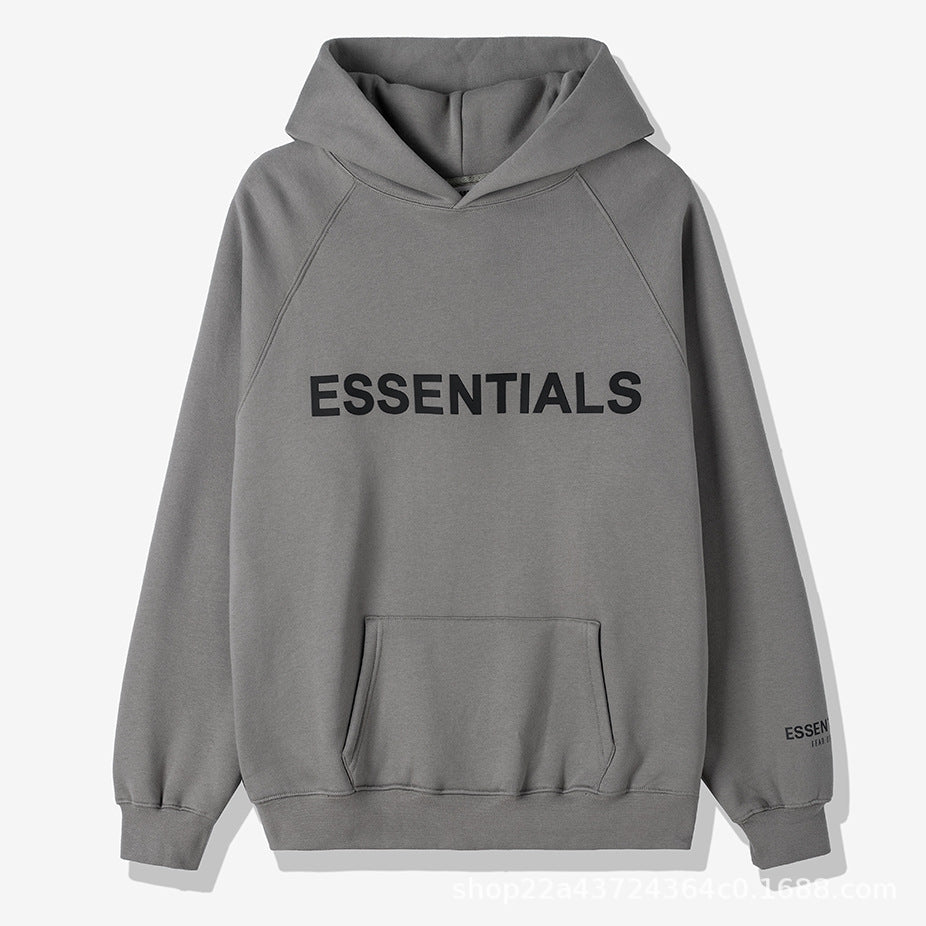 Fear Of God Essentials Silicone Letter Print Fleece Hoodie Unisex