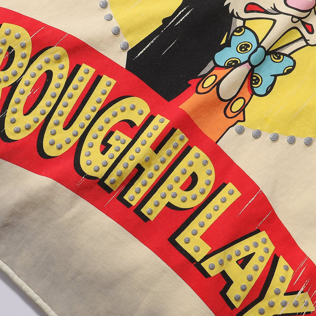 Rough Play Rabbit Graphic Distressed T-Shirt