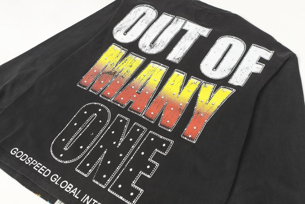 Godspeed Out of Many One Washed Black Long-Sleeve Graphic T-Shirt