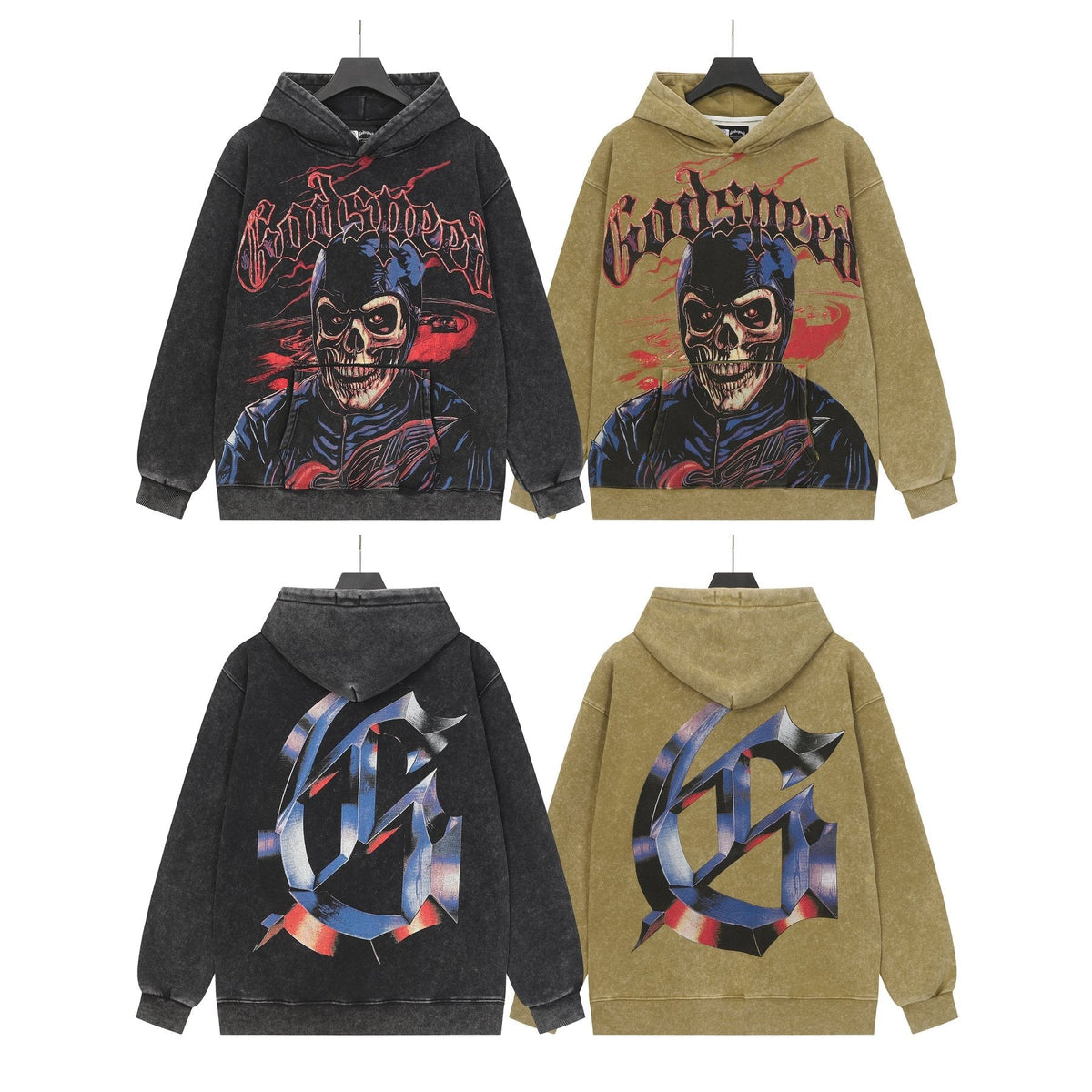 Godspeed Washed Skull Graphic Hoodie