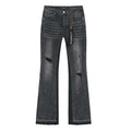 Purple Brand Washed Black Paint-Splatter Flared Jeans